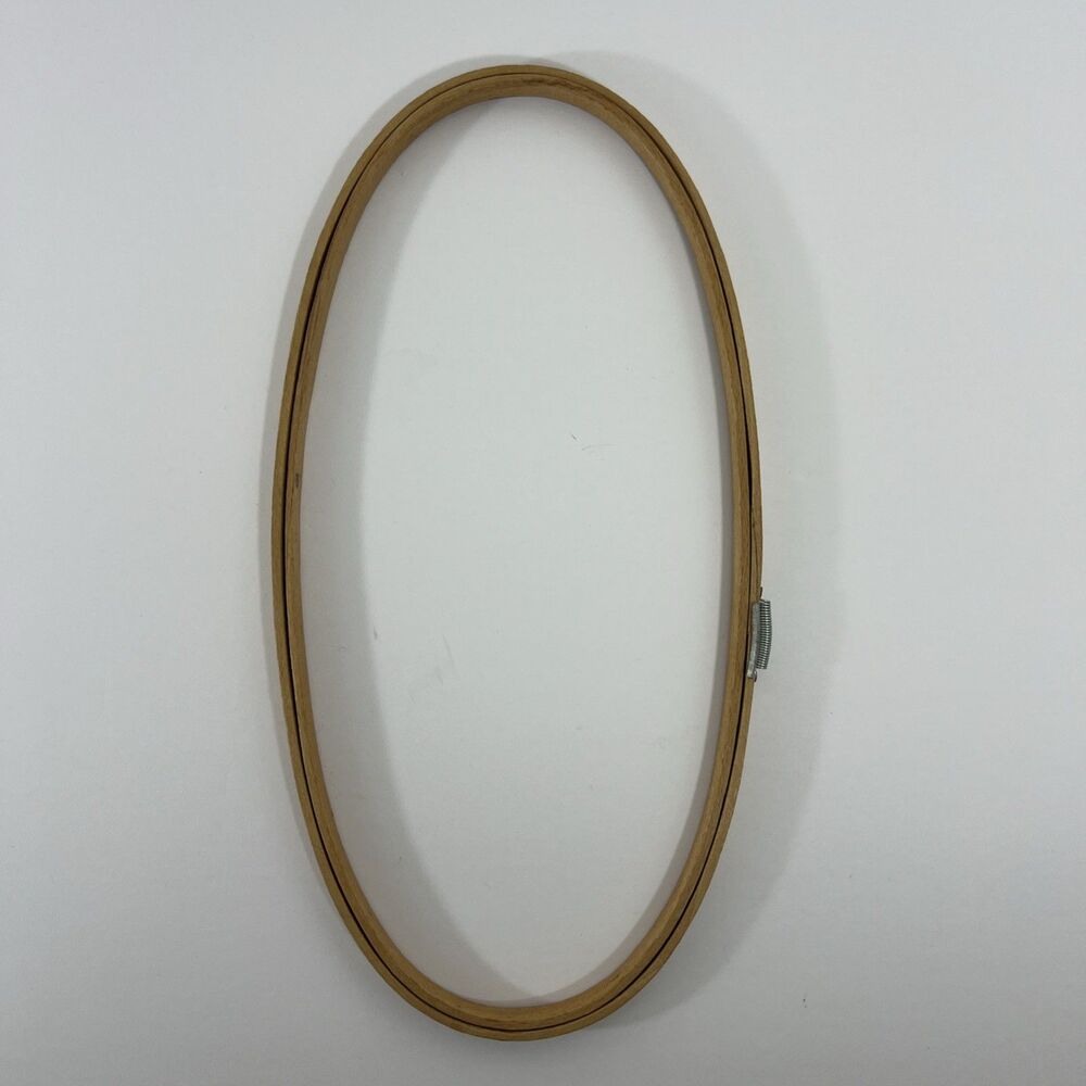 Vintage Wood Embroidery Hoop  - Gibbs - Oval - 12x6 in - Metal Clasp